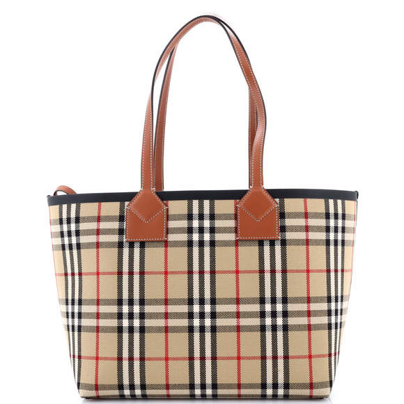 Burberry Small London Tote Vintage Check Canvas - Picture 1 of 6